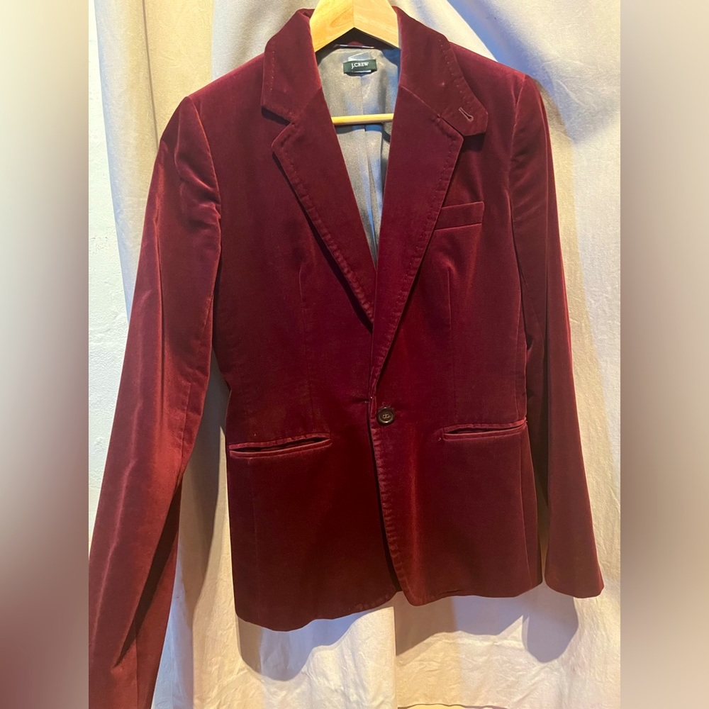 J. Crew velvet blazer burgundy (size 4) like new